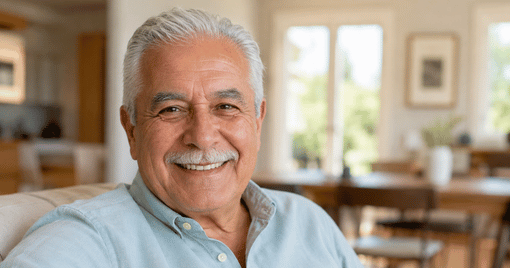 Smiling older man relaxing at home